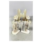 2 pairs alabaster bookends - 6.5' & 8' tall
