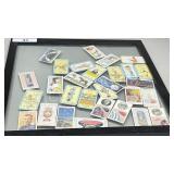 WWI era cigarette & tea cards in wood & glass case