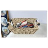 wicker basket- assorted hand tools
