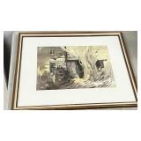 framed watercolor, Sharon Holmes-signed
