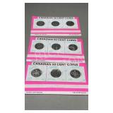 3-Canada sets 50 cent coins-3pc each
