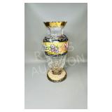 Bohemian style hand painted enameled glass vase