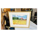 Red roof farm original art , signed