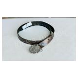 Michelin Man metal buckle & leather belt