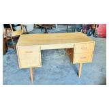 MCM teak double pedistal desk