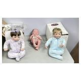 flat- 3 dolls, 2 in orig boxes