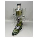 Texano Reposado Tequila in a glass cowboy boot