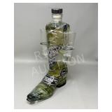 Texano Reposado Tequila in a glass cowboy boot