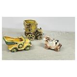 3- ceramic car theme planters, 5'- 8' long
