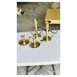 4 brass candle holders - 4'  & 8' tall