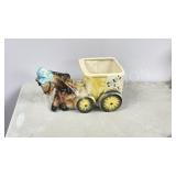 ceramic horse & wagon planter  13' long 7' T