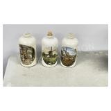 3-stoneware bottles, 2 stoppers-Dutch theme 7.5'