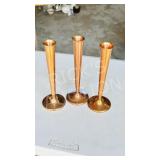 3 - 8' h brass, vintage flower vases ,
