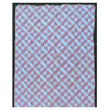 Very Nice Hand-stitched Pink & White Quilt