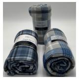 3 Fleece Blue Striped Throws