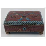 Vintage Enameled Brass Trinket Box