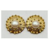 Attention Getting Large Faux Pearl Ear Clips