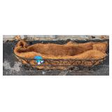wrought iron trough planter w/a coco fiber liner