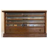 Antique Glass Front 5-Drawer Spool Cabinet