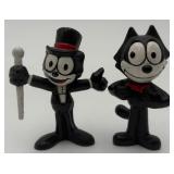2 Vintage PVC Toy Felix The Cat Figurines