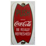 Vintage Porcelain Coca-Cola "Push" Door Sign