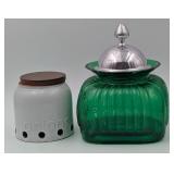 Vintage Emerald Green Apothecary Jar & Onion Jar