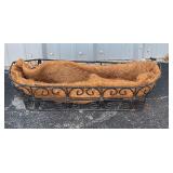 wrought iron trough planter w/a coco fiber liner