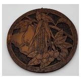 VTG FLEMISH ART PYROGRAPHY WOOD BURNING Fruit/Veg