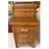 Vintage McCaskey Oak Roll-Top Filing Cabinet