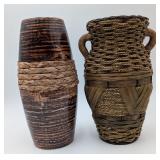 2 Decorative Vases w/Woven Design