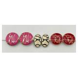 3 Pair of Ear Clips w/ Heavy Enamel Work