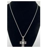 Lovely Sterling Silver & MOP Cross Necklace