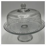 Anchor Hocking glass cake stand with a dome