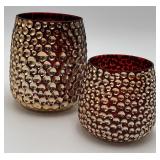 Red/Gold Glass Votive Candleholders