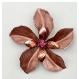 Large Light Copper Colored Flower Pin