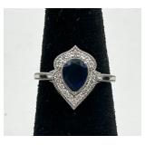 Stunning Sterling Silver, Sapphire & Diamond Ring