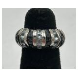 Vintage Sterling Silver Domed Striped Ring