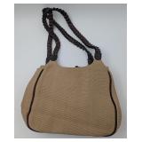 Beige Purse w/Leather Straps
