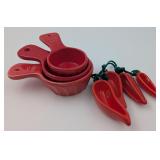 2 Sets of Red Glass Measuring Cups