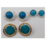 3 Pairs of Teal Colored Ear Clips