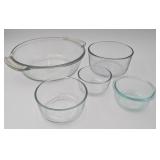 5 Pyrex & Anchor Ware Bowls