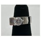 2-Tone Sterling Silver & CZ Ring