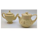2 Yellow Teapots w/Gold Paint