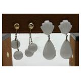 2 Pair Clean White Dangle Ear Clips