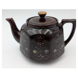 Brown Teapot w/Little Hand Painted Flowers