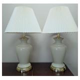 Pair of Attractive Cream & Gold Lamps