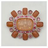 Large Pink Confetti Lucite Pin