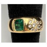 GIA 18K Gold Emerald And Diamond Ring GIA 18K Gold Emerald And Diamond Ring