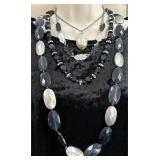 Lot Of 4 Silver Toned & Black Fashion Necklaces Lot Of 4 Silver Toned & Black Fashion Necklaces