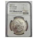 1887-O Morgan Silver Dollar, NGC UNC Details 1887-O Morgan Silver Dollar, NGC UNC Details